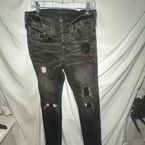 True Religion Vintage Rocco Distressed Skull Rock Jeans